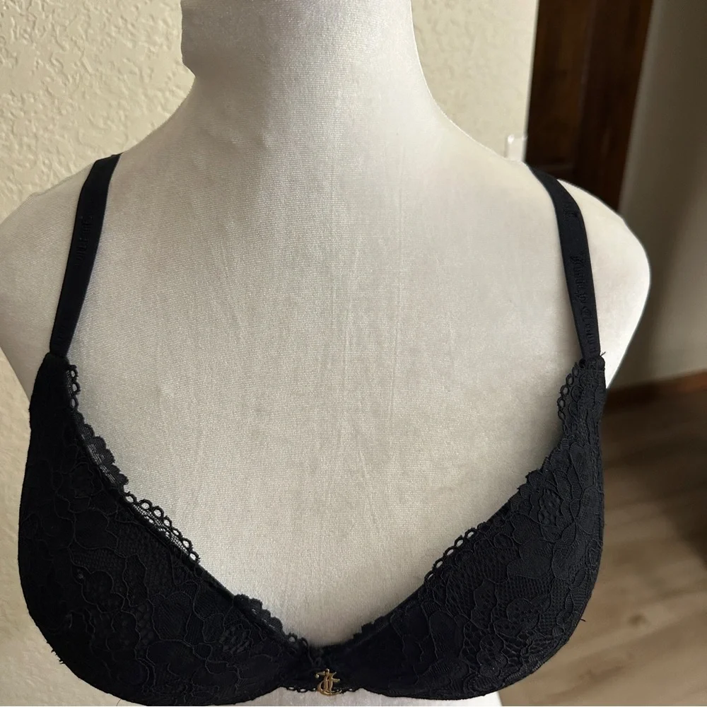 Juicy Couture Black Padded‎ Underwire Adjustable Bra Size 38C